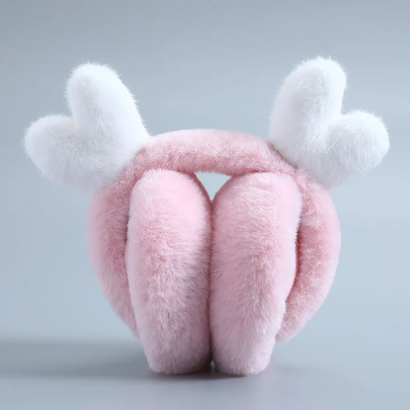 Cache-oreilles de dessin animé en peluche pour femmes et étudiants, cache-oreilles chauds pour dames, plus sourire, automne et hiver