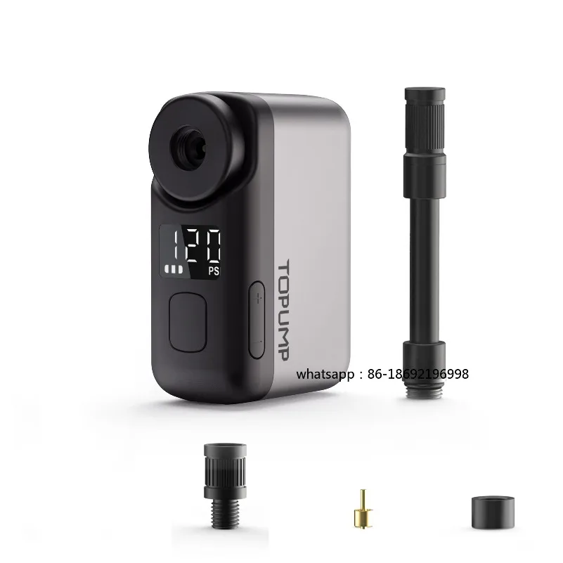 TOPUMP TB2 PRO Mini Portable Electric Pump for Bike Cordless Tire Inflator 120PSI Max 450mAh Battery with Screen Fast Charging