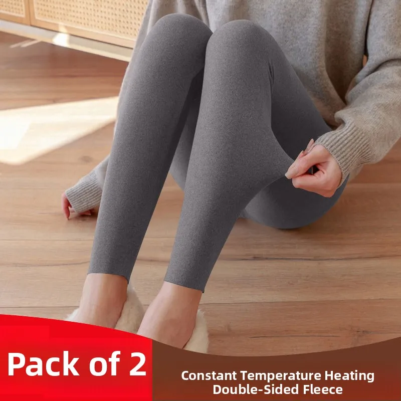 Calças térmicas femininas de ajuste fino outono inverno fce forrado algodão lã mistura base camada calças por miao misi