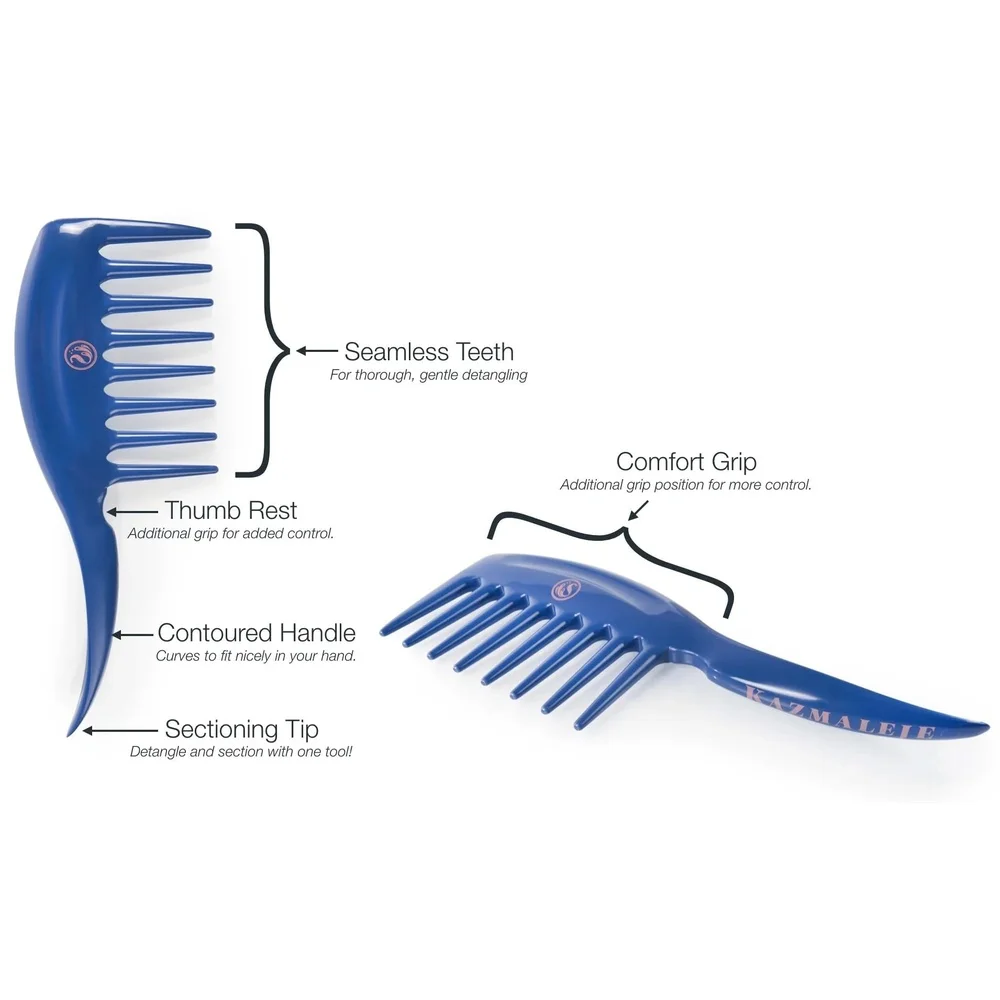 Durable Wide Tooth Hair Comb Detangling Medium Thick Hair Gentle on Scalp Rake Comb with Sectioning Tip Unisex Plastic