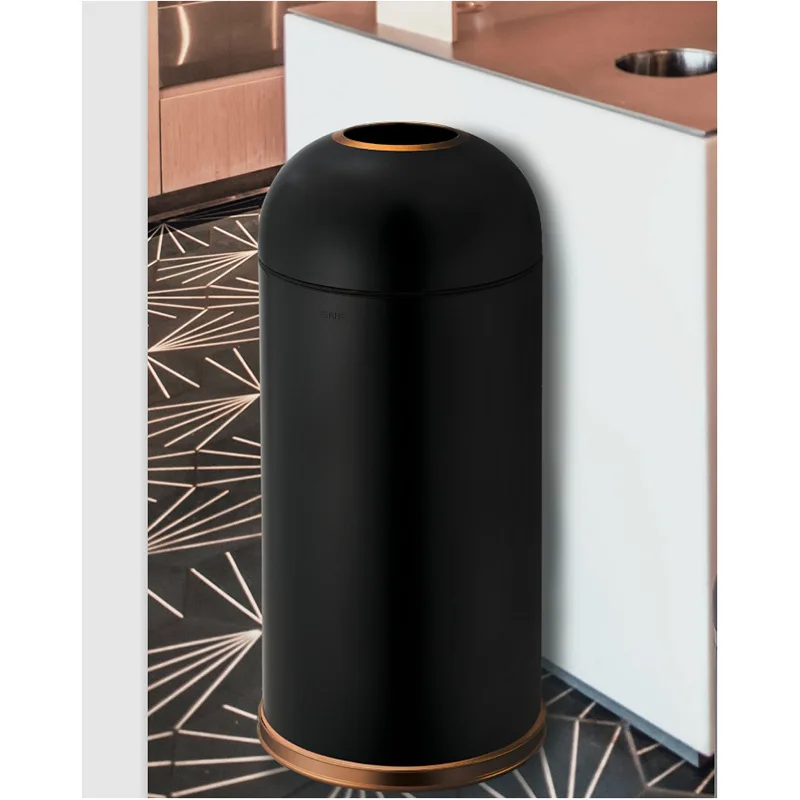 Large Capacity Commercial Bullet Trash Can Stainless Steel Round Open Top for Mall Cafe