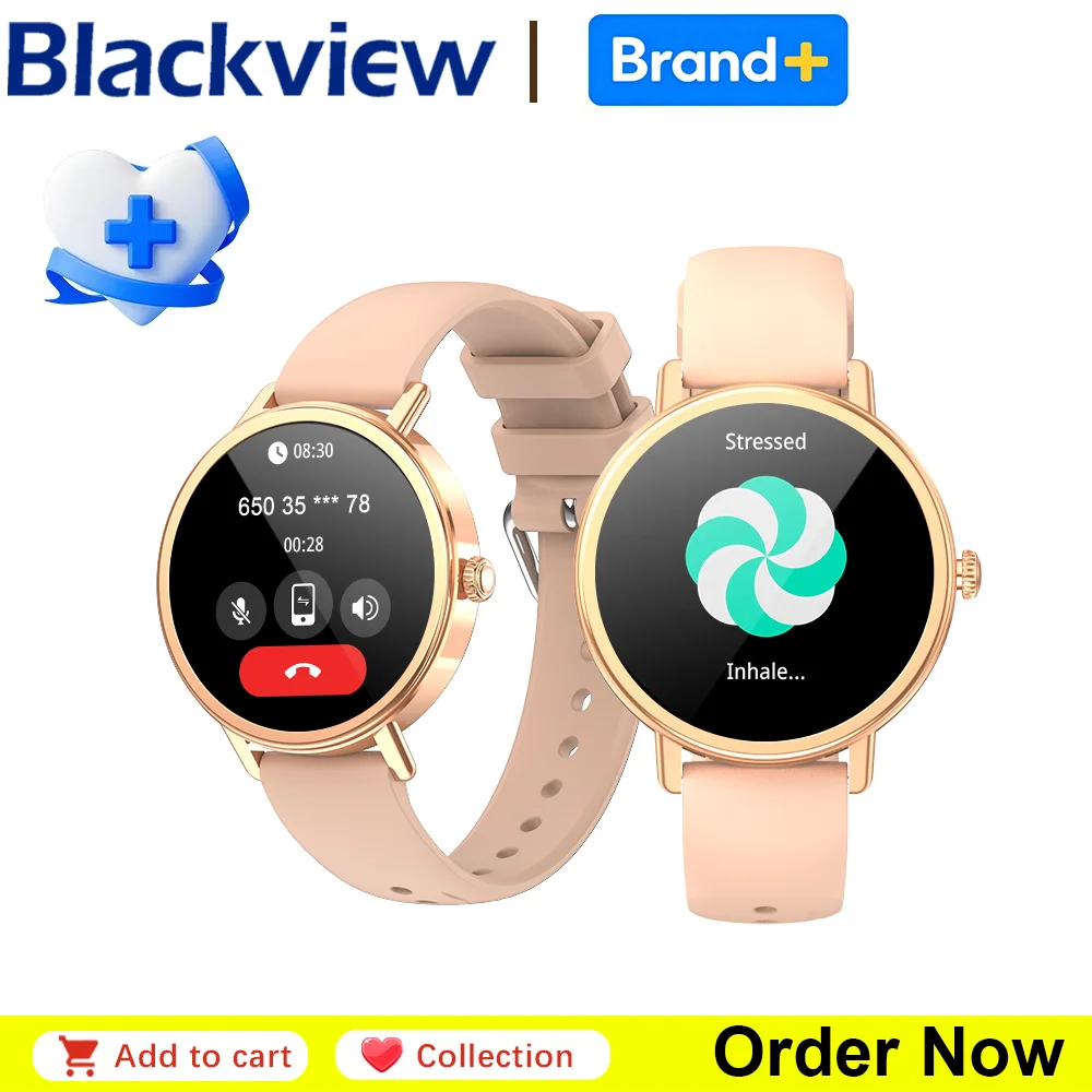 Blackview X30 1.26'' AMOLED Women's Smart Watch Heart Rate SpO2 Monitor Fitness Tracker Bluetooth Call Waterproof Gift