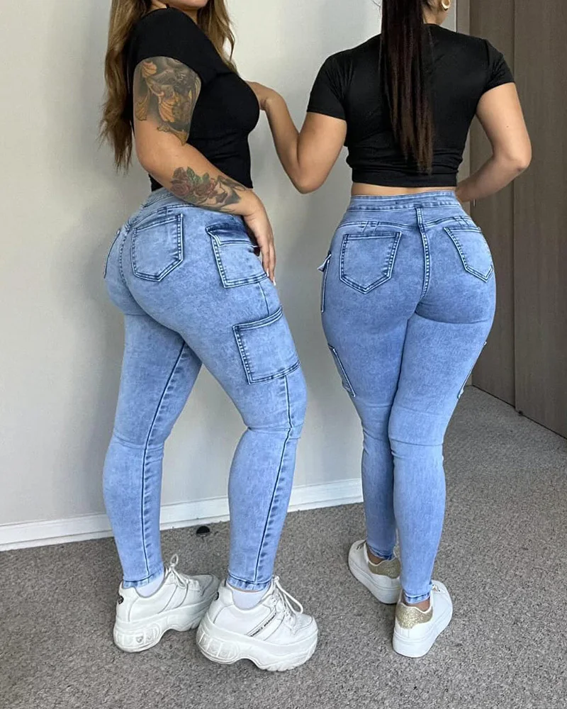 Fashion Women Pocket Butt Lifter Slim Skinny Jeans Tight Stretch Leggings High Waist Sexy Trousers Women Retro Long Denim Pants