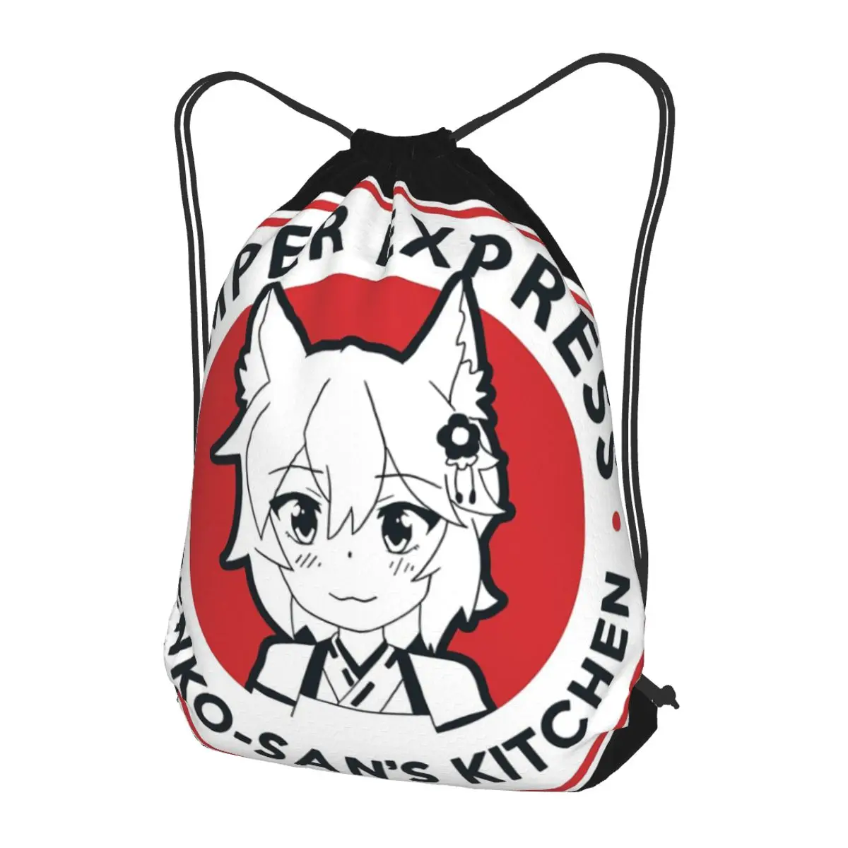 Senko San The Helpful Fox Senko San Cartoon Backpacks Portable Drawstring Bundle Pocket Sundries Bag Book Bags for Travel School
