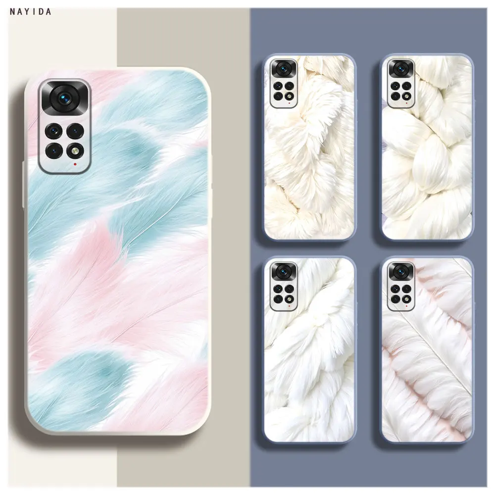 Soft Silicone Phone Case For Xiaomi Redmi Note 12 11 12S Pro Plus 12c 11a 4G 5G Cover Light luxury and high-end feather gauze