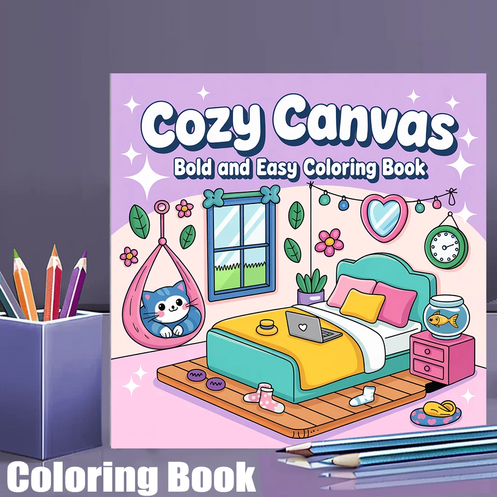 28 Pages Cozy Canvas Coloring Book for Adult Stress Reduction | Colouring Book for Stress Relief and Mood Reduction Valentine