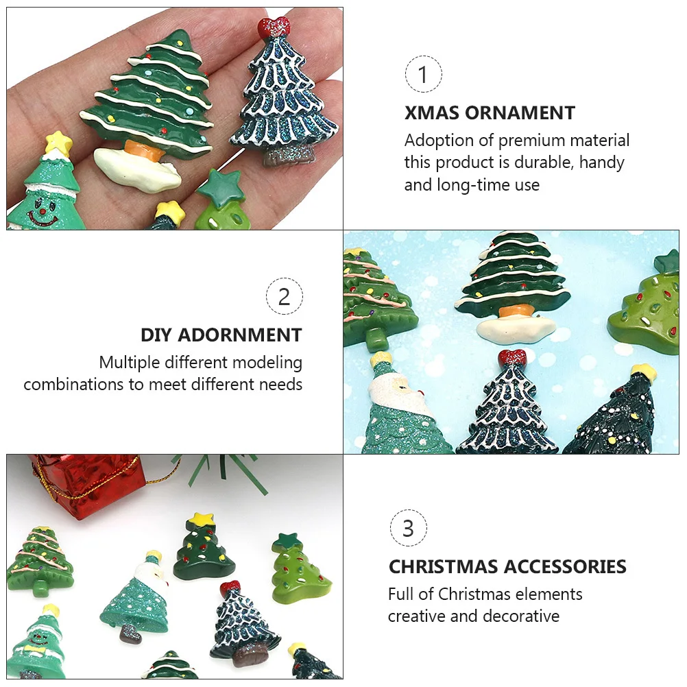 

20Pcs Resin Christmas Tree DIY Accessories Decorative Xmas Ornaments Creative Resin Christmas DIY Embellishment Set
