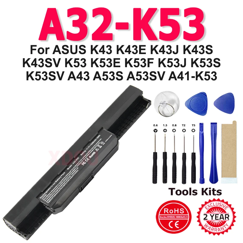 

XDOU A32-K53 Battery For ASUS K43 K43E K43J K43S K43SV K53 K53E K53F K53J K53S K53SV A43 A53S A53SV A41-K53 Give Away Tools