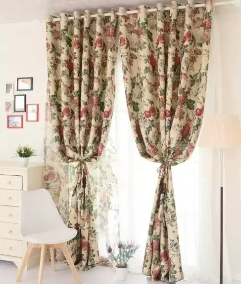 Nordic Retro Style Light Luxury Single-sided Green Mange Jacquard Curtains Living Room Bedroom Balcony Blackout Curtains