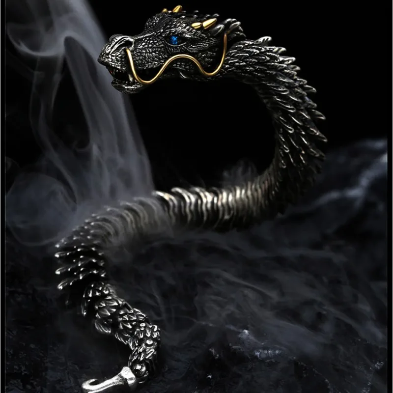 Handmade Three-dimensional Dragon Bracelet Men's Trendy Personality Domineering Retro Faucet Collection-level Series Jewelry