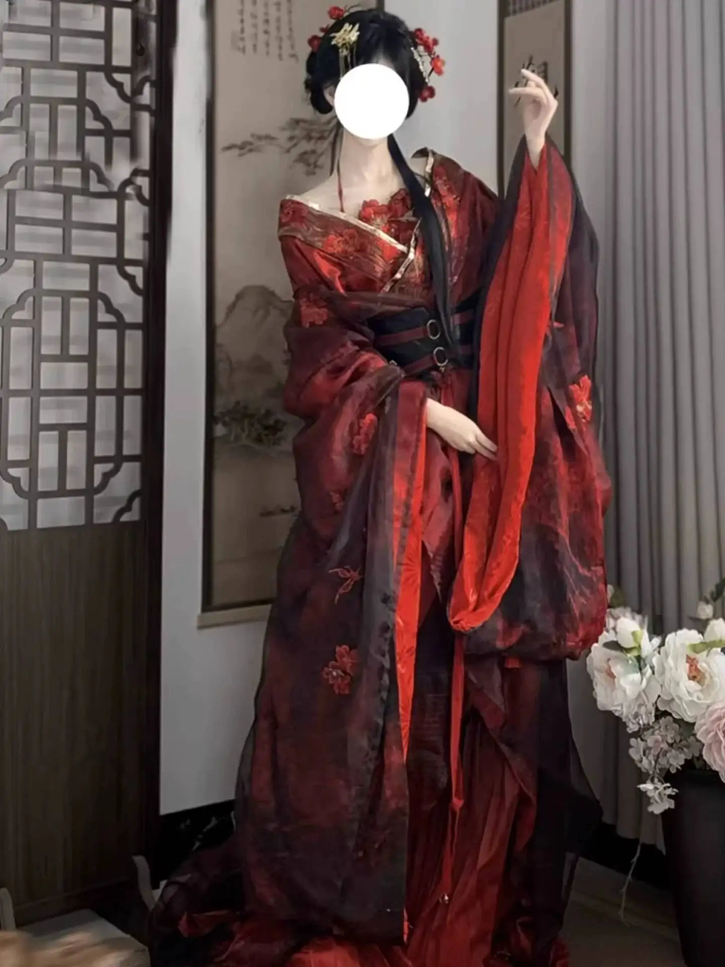 New Datura Red Hanfu Women Ancient Style Heavy Industry Embroidery Warring States Robe Xianxia Costume Drama view 5