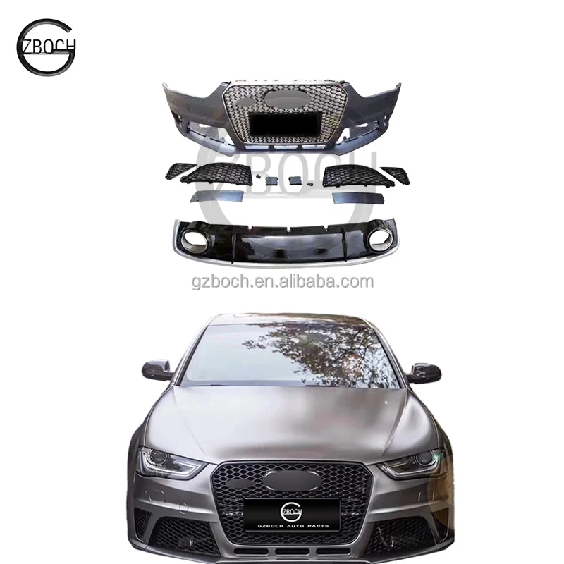 Wholesale front bumper kit for Audis 2013-2016 A4 B8.5  upgrade RS4 bodykit car front bumper grill diffuser