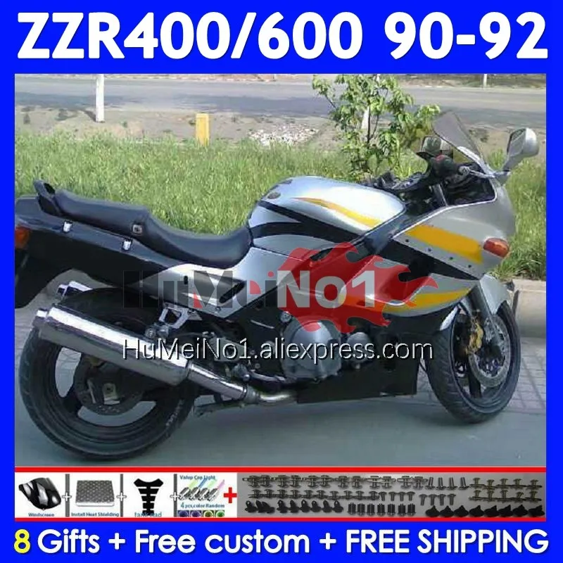 Body Kit For KAWASAKI NINJA ZZR400 ZZR 400 600 1990 1991 1992 Black yellow 236No.13 ZZR600 ZZR-600 ZZR-400 90 91 92 Full Fairing