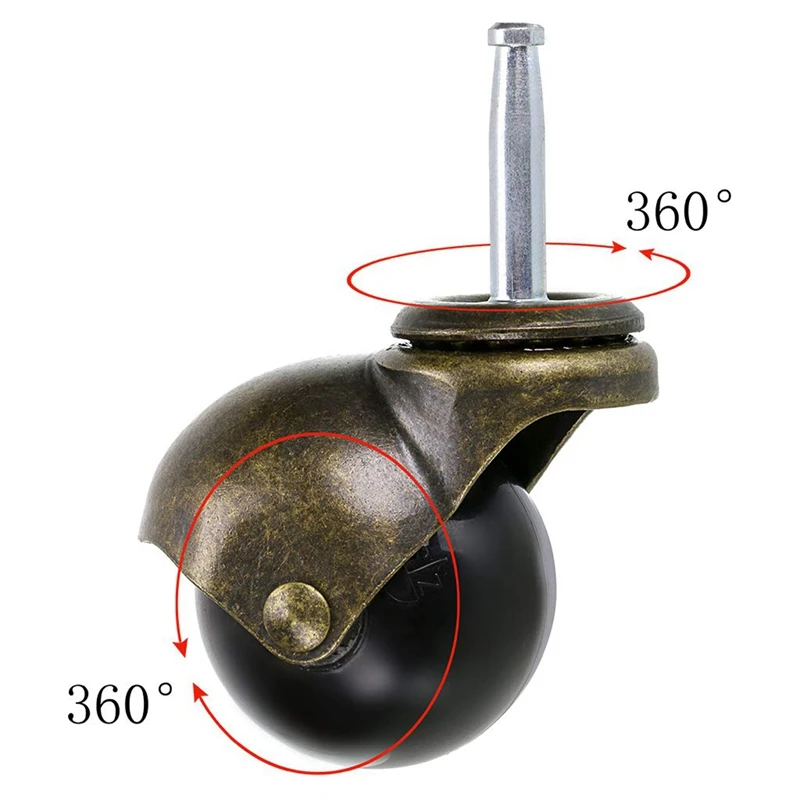 Imagem -05 - Vintage Antique Swivel Ball Caster Stem Roda com Sockets Móveis Sofá Cadeira Gabinete Pacote de 20