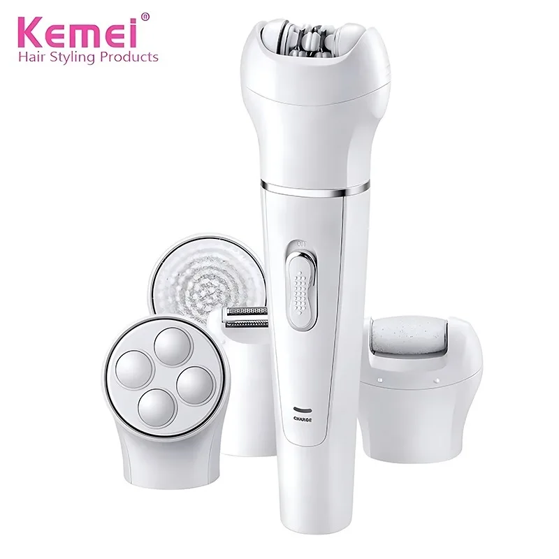 Kemei KM-2199 5 in 1 Full Body Shave Facial Cleansing Massage Ladies Care Set Painless Epilator