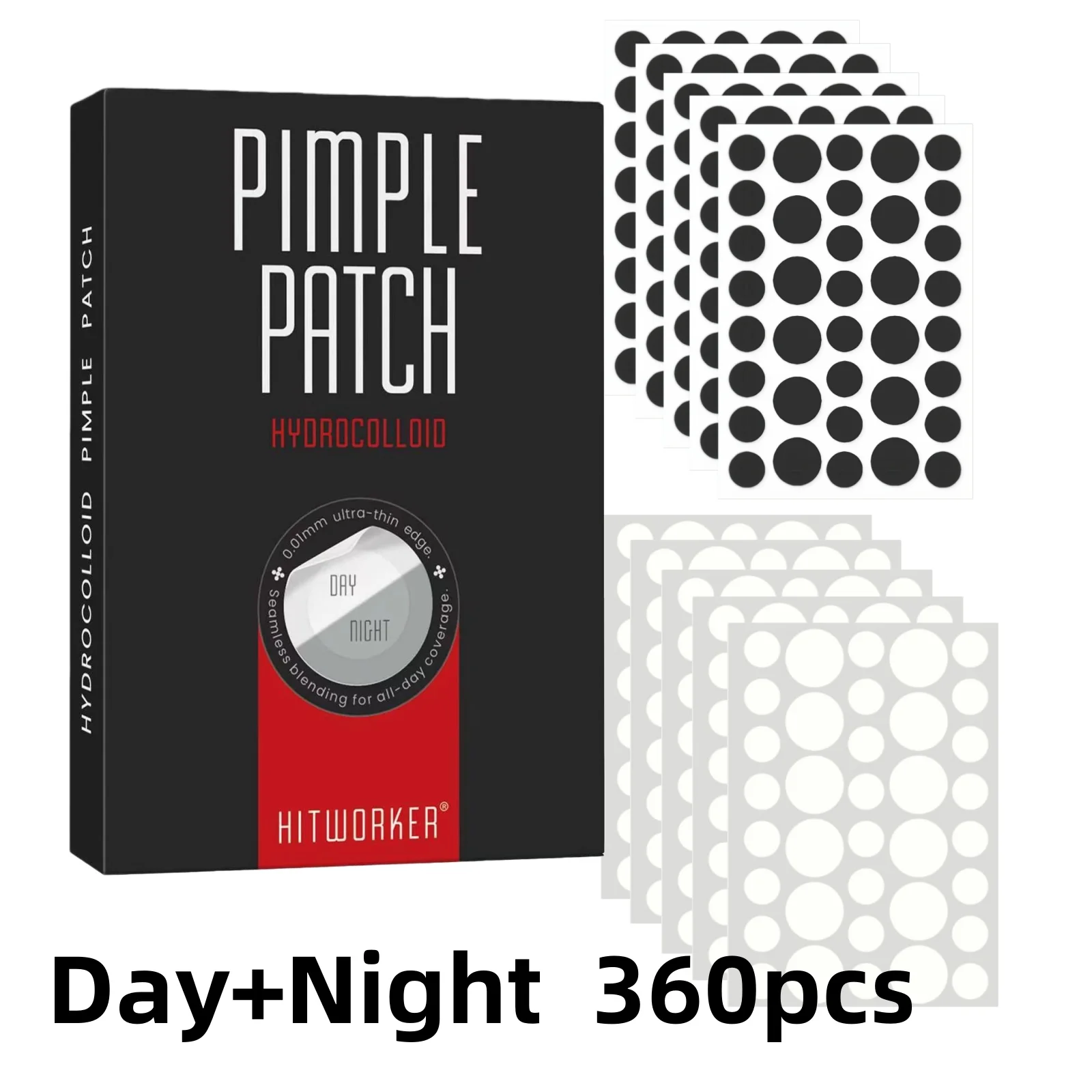 360pcs Day & Night Acne Patches, Hydrocolloid Pimple Patches for Daytime Invisible & Nighttime Deep Repair