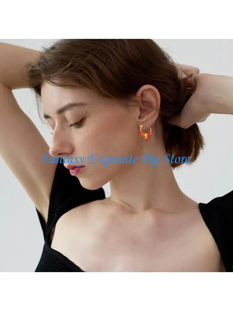 Trendy Flame Bird Motifs User Friendly Metal Earrings Perfect For Parties And Gifts 