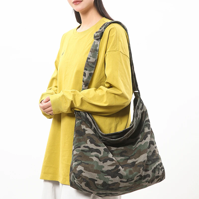 Camouflage Canvas Shoulder Bags Women Large Capacity Leopard Crossbody Bags Unisex Cotton Packages Korea Style Casual Totes