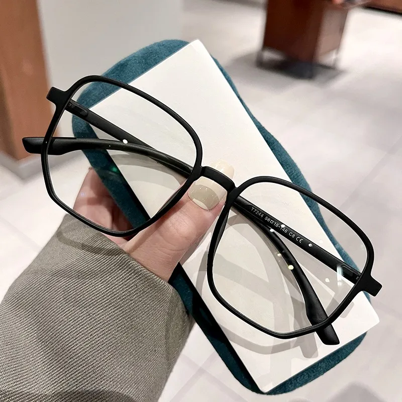 Oversized Frame Anti-blue Light Transparent Glasses Women Men Fashion Sunglasses UV400 Protection Flat Mirror Computer Eyeglases