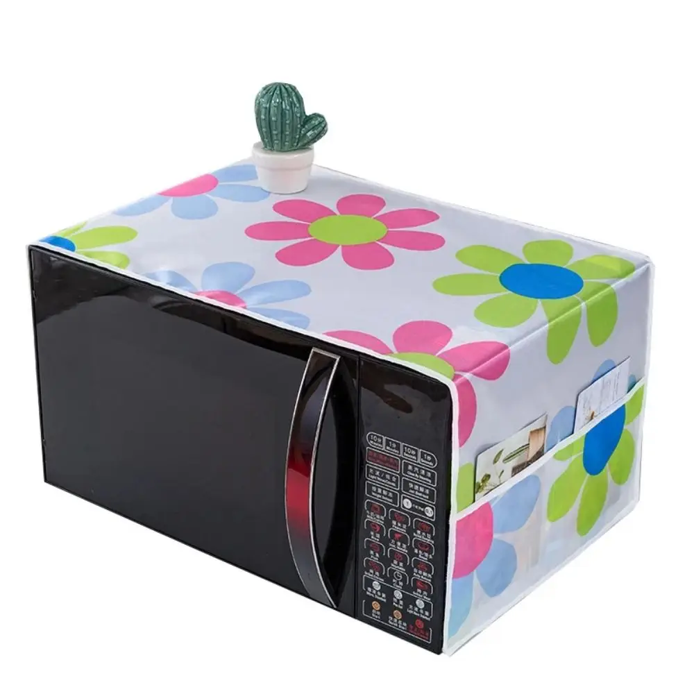 Microwave Dust Cover Cartoon Tree Leaf Printed Microwave Top Dust Cover Cloth with Storage Pocket Waterproof Oven Cover