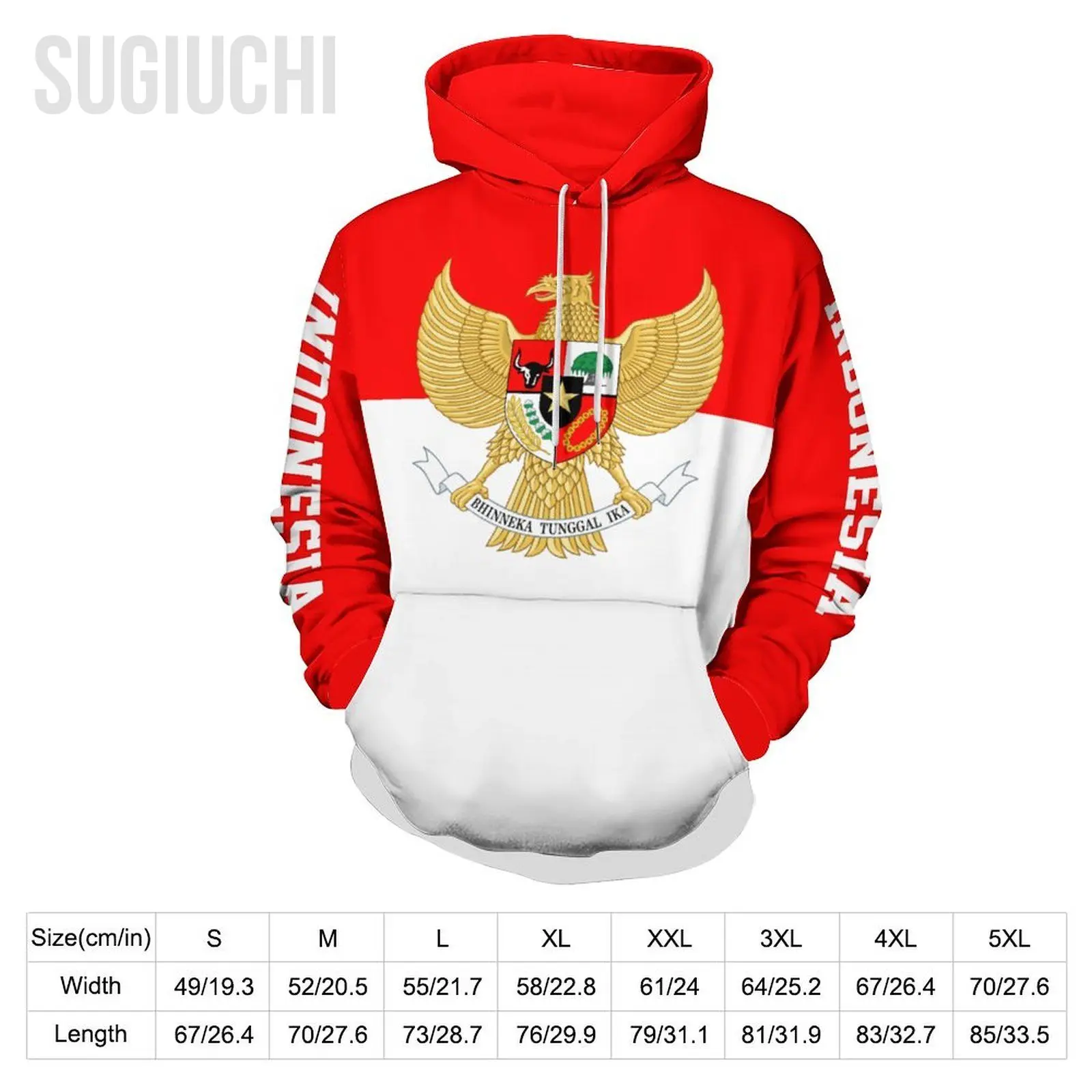 Unisex 3D Hoodie Indonesia Flag Men Women Polyester Harajuku Sweatshirt Pullover Hoodies Casual Cool