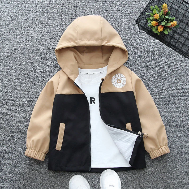 Children\'s Hooded Jacket Spring Boys Trench Girls Fashion Letter Outerwear Autumn Big Kids Casual Clothing Teenager 2-12Y Coat