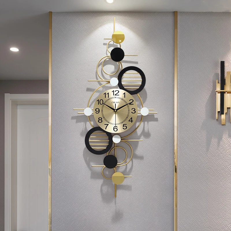 

Round Silent Wall Clock Fancy Bedroom Unique Art Living Room Wall Clock Gold Design Horloge Murale Numerique Room Decoration