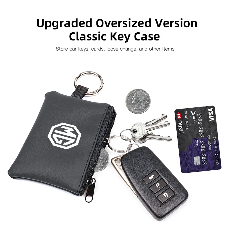 موريس المرآب حقيبة مفاتيح السيارة قلادة المفاتيح الجلود حامل بطاقة صغيرة محفظة نسائية للعملات المعدنية ل MG Rx5 HS ZST ZS MG3 MG5 MG6 MG7 هيكتور EHS