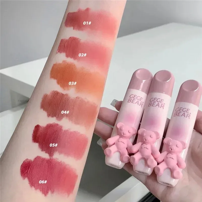Gegebear Fluwelen Lippenstift Waterdicht Matte Lip Glazuur Langdurige non-stick Cup Kastanje Roodbruin Lip Tint Modder Koreaanse make-up
