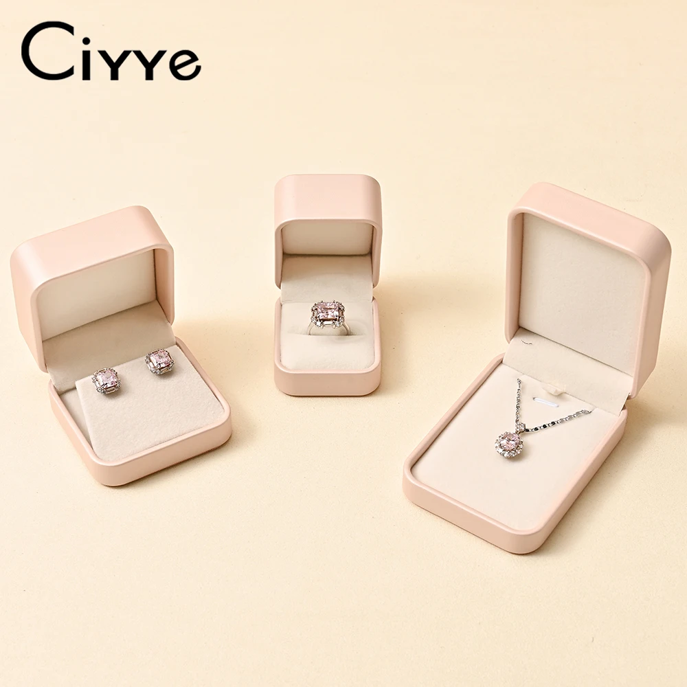 

Ciyye Pink PU Leather Jewelry Box Ring Necklace Earrings Packaging Gift Box Wedding Travel Women Jewelry Organizer Customizable