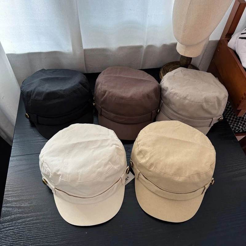 

Новые женские ретро-береты с плоским верхом, однотонные, с эффектом потертости, художественные, универсальные, повседневные кепки-уточки