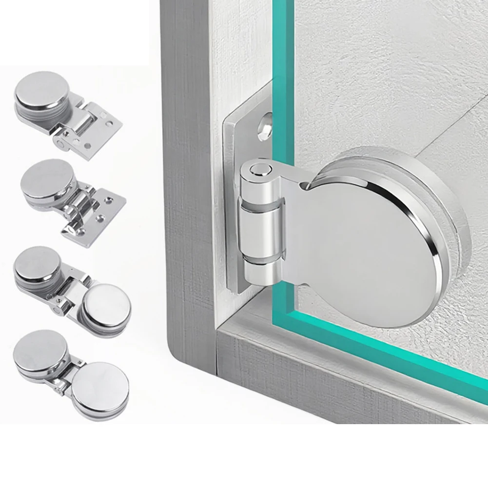 1pc Frameless Glass Door Hinge Zinc Alloy 180-Degree Rotation Hinge For Glass Door Decor Easy Installation