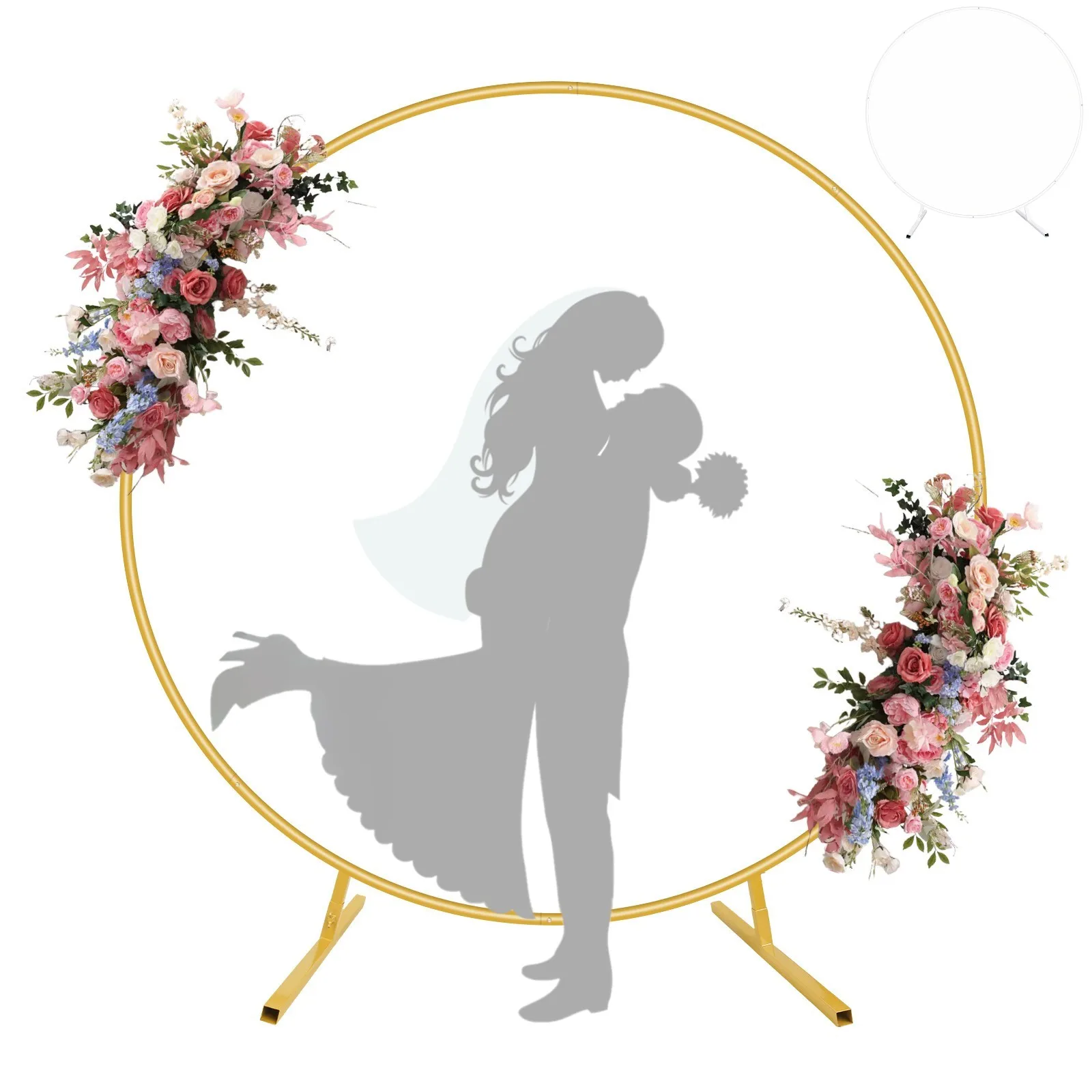 Arche de ballons métallique de 2m, support d'arche de mariage, cadre de toile de fond circulaire pour mariages, anniversaires, fêtes de Noël, décoration de jardin, treillis