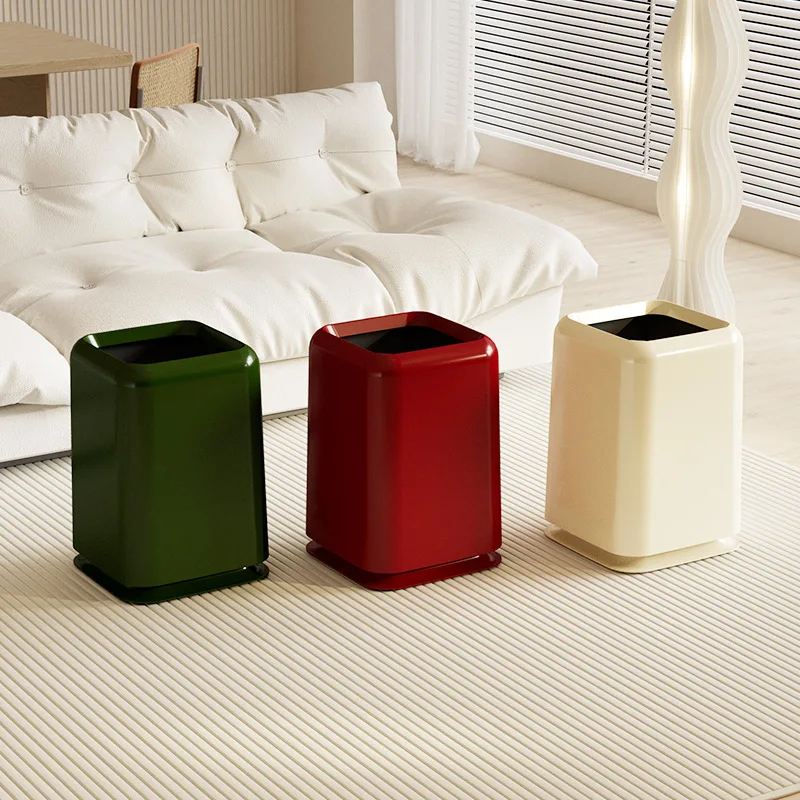 Lixeira dos desenhos animados do agregado familiar sala de estar quarto quadrado alto valor com capa banheiro dupla camada cesta papel