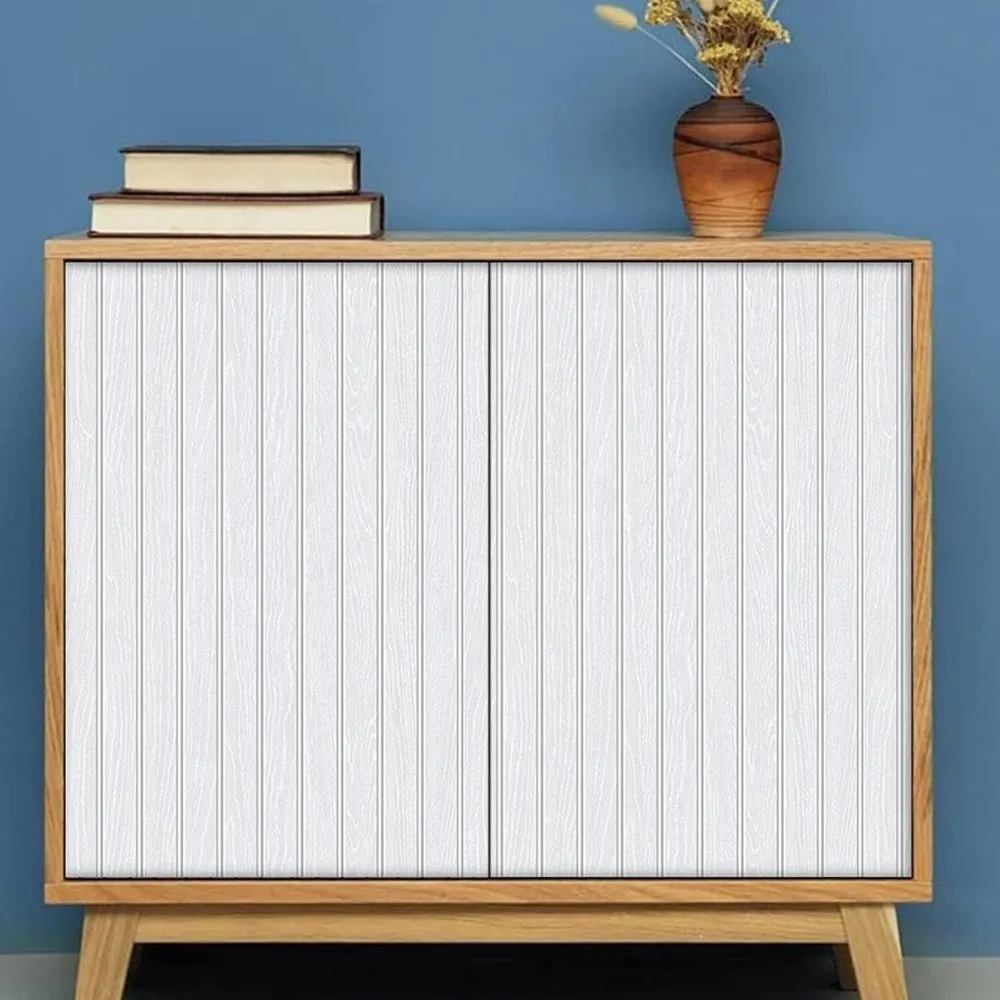 Clean PVC Beadboard Wallpaper White Removable Wall Covering Sheet Self Adhesive Wallpaper Bathroom Wall Decoration