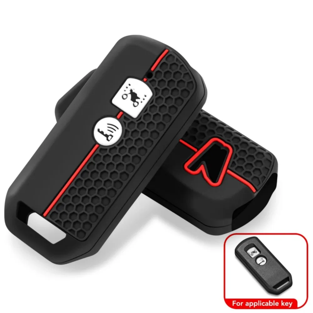 Silicone Soft Pack Car Remote Control Keychain Cover Black Honeycomb Pattern Car Remote Control Protective Cover Car Accessories