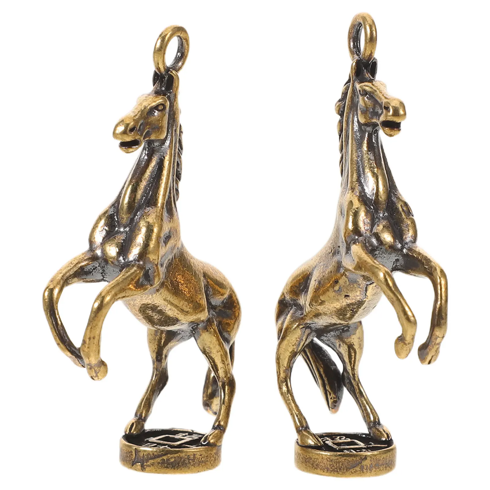 

2 шт. 2026 год лошади, латунные подвески, винтажные подвески в виде зодиака, ювелирные изделия, автомобильный домашний декор, брелок на удачу, фигурки лошадей