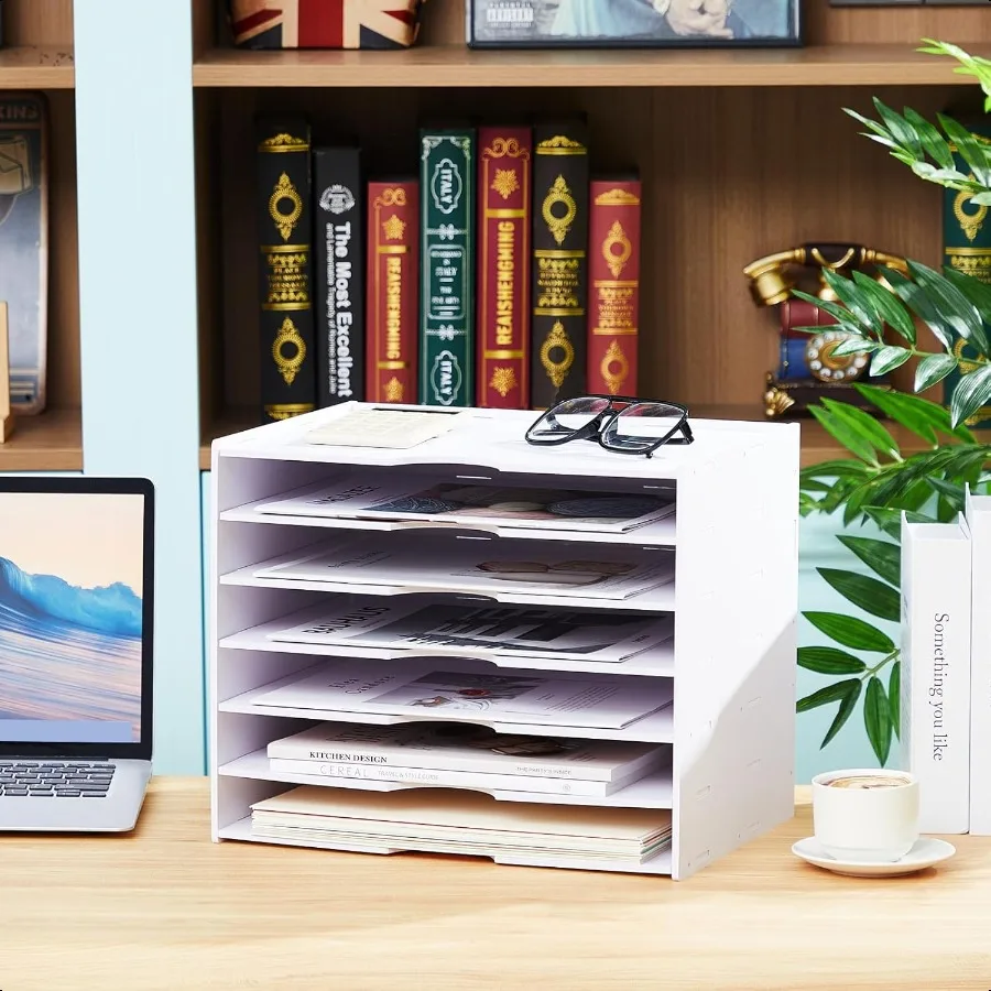 Juexica Vassoi di carta impilabili a 7 livelli per organizer da scrivania per decorazioni per l'home office 14,2 x 10,2 x 11,8 pollici