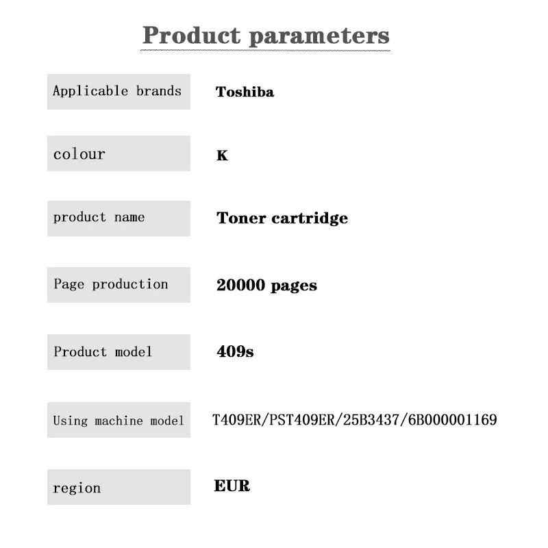 T409ER/PST409ER/25B3437/6B000001169 20K EUR toner cartridge for Toshiba e-STUDIO409s    e-STUDIO409P   e-STUDIO409AS