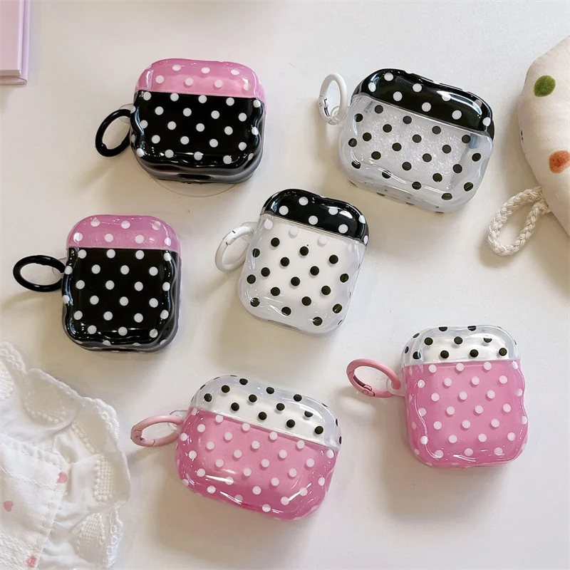 

Korean Collision Color Polka Dot Headphone Case For Apple Airpods 4 3 2 Pro 3 Cover Silicone Cute Headset Cases For Airpod Pro2