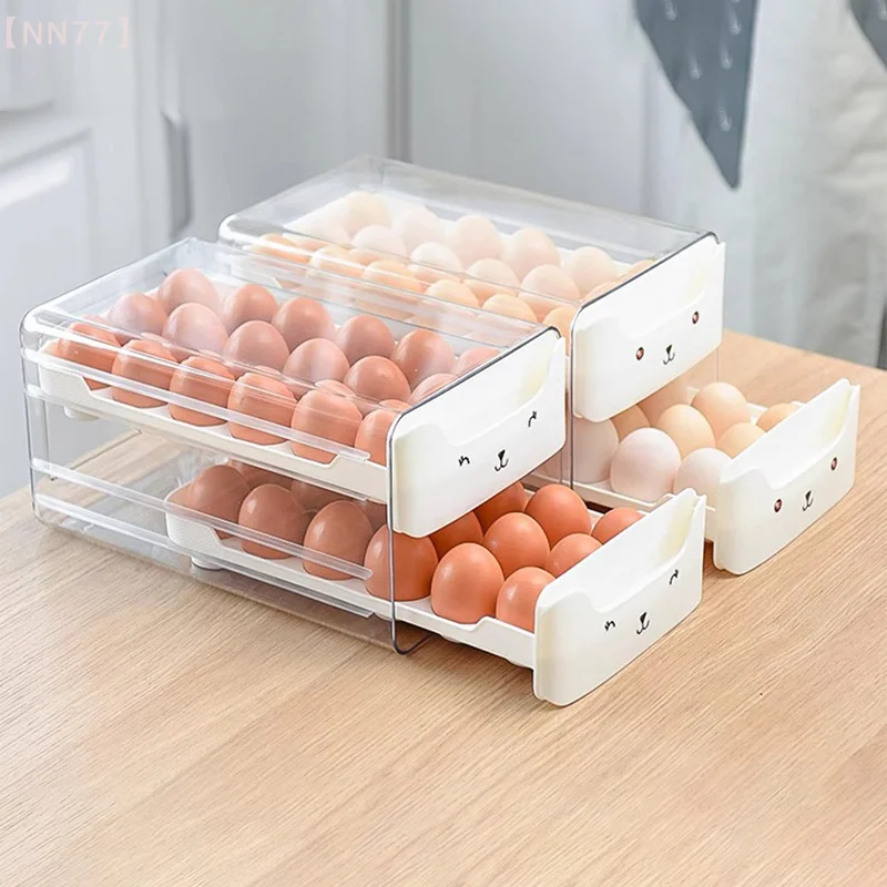 Boîte de stockage René de canard allongée au réfrigérateur, boîte de conservation au frais, style MEL-cuisine, 2 couches, 36 grilles