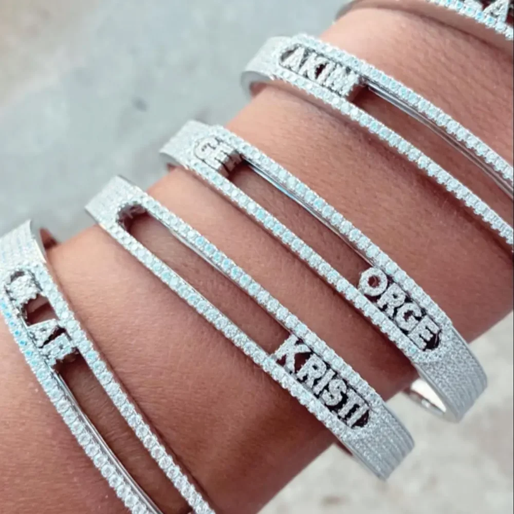 Fashionable silver micro shop 5A shiny zircon 26 letters self matching name letters can be used for women's bracelets and jewelr
