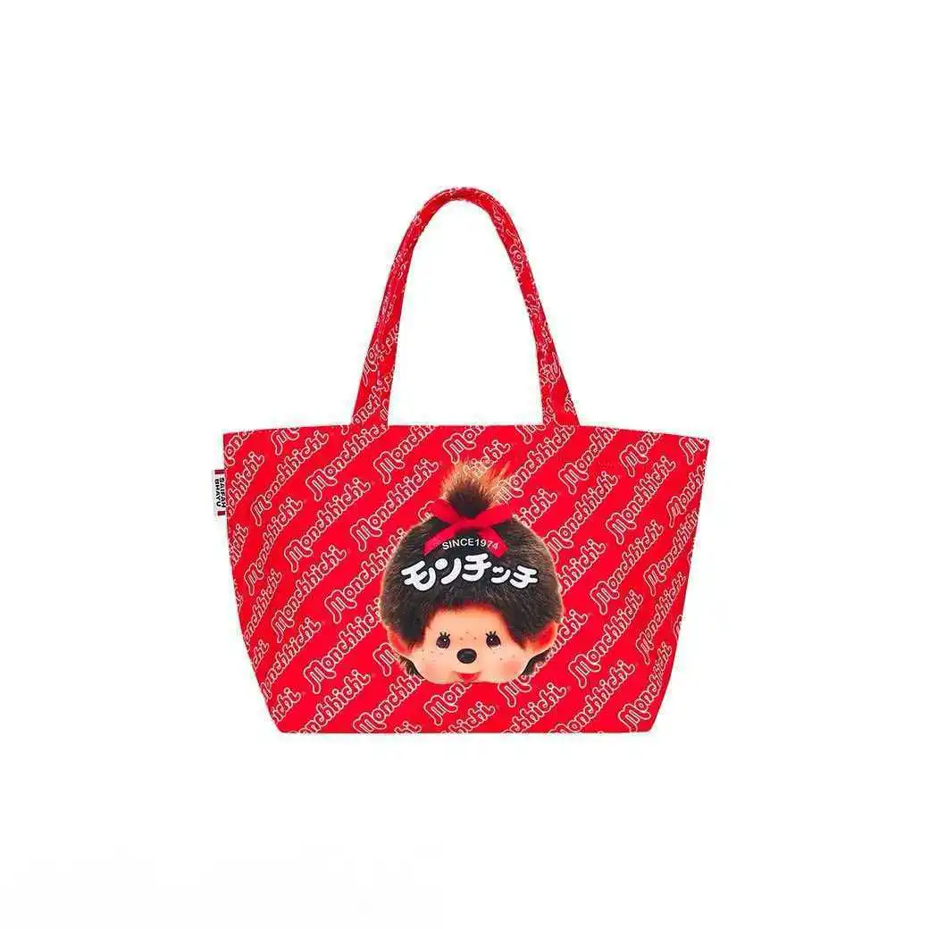 Japanese, Korean and Thai cartoon Monchichi canvas handbag casual all-purpose handbag large capacity tote bag mommy bag view 3