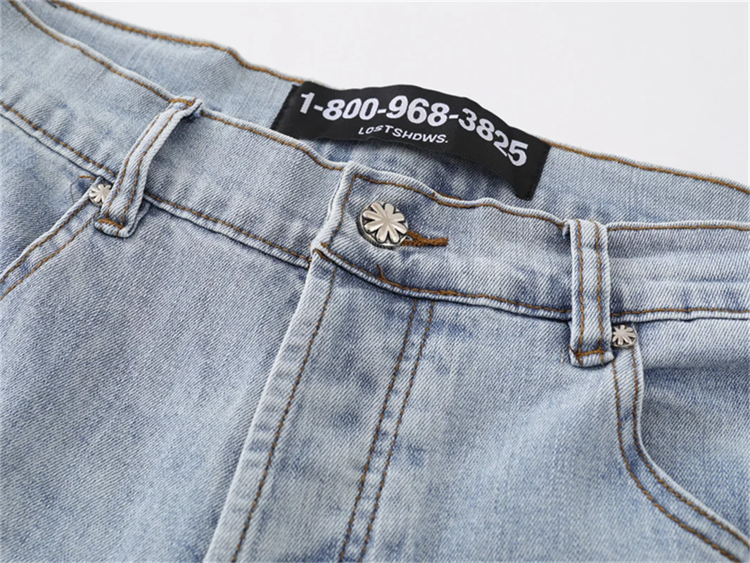 Azul LOSTSHDWS LOGO JEANS Homens Mulheres Jeans de moda simples de alta qualidade