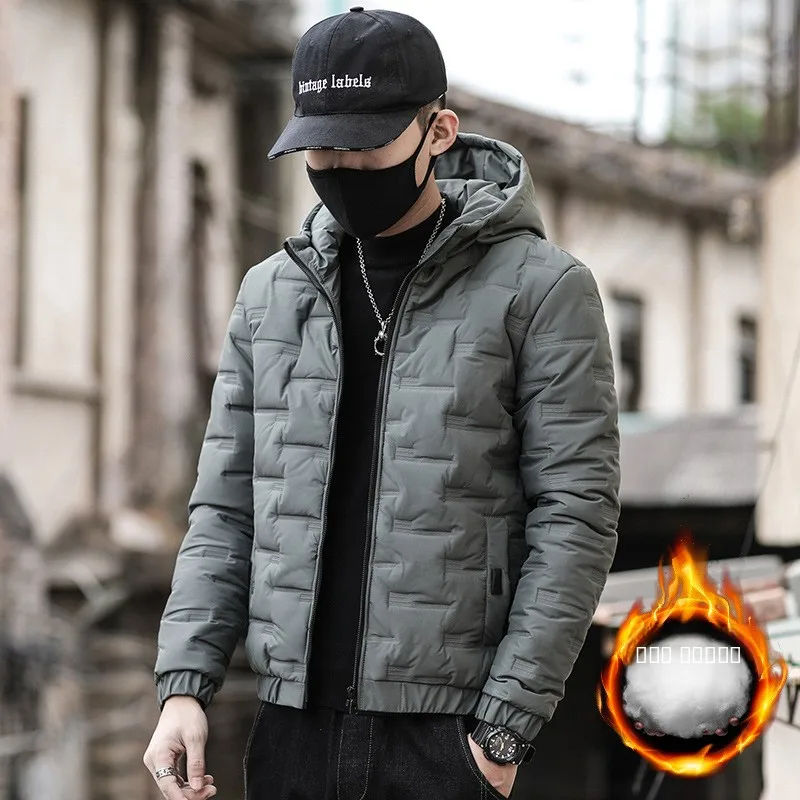

Men's Winter Cotton Jaet 2025 Korean Sle Japanese Design Hooded Thiened Casual Faion Urban Outfit Chinese Production