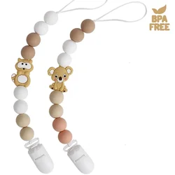 Baby Pacifier Chain Silicone Bead Dummy Nipple Holder Guard Teether Pendant Newborn Gift Stuff