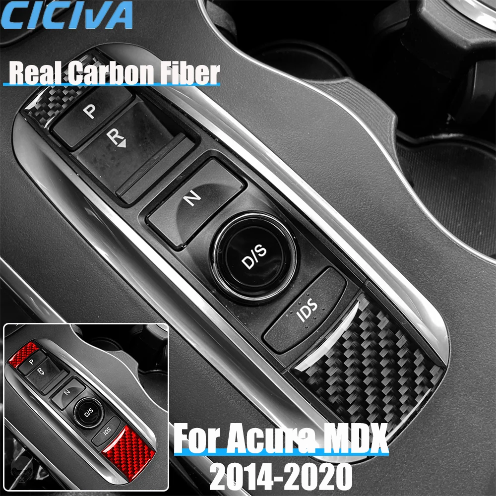 

Real Carbon Fiber Car Accessories Gear Shift Trim Panel Cover Soft Sticker For Acura MDX 2014 2015 2016 2017 2018 2019 2020