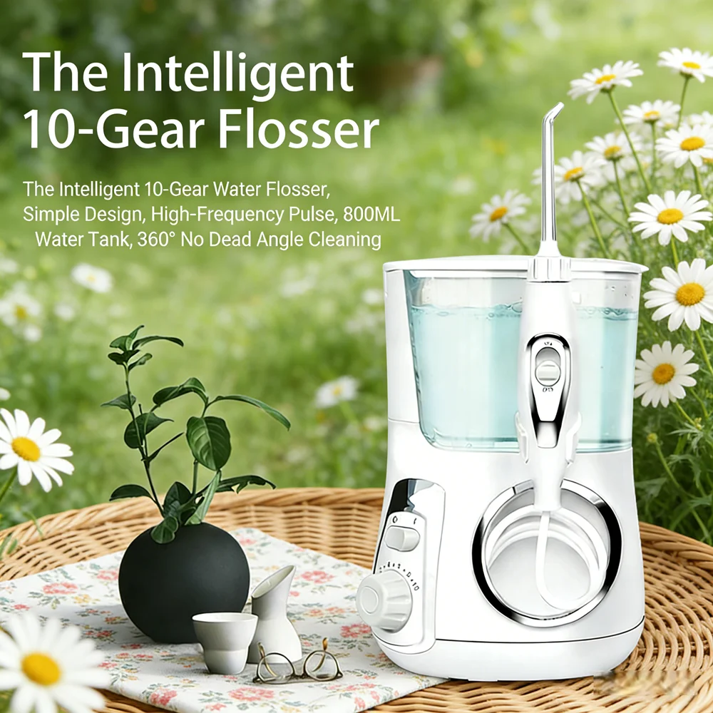 

Электрический ирригатор для полости рта 800 мл, 10 режимов, 5 насадок, настольный, для уменьшения неприятного запаха изо рта и зубного налета