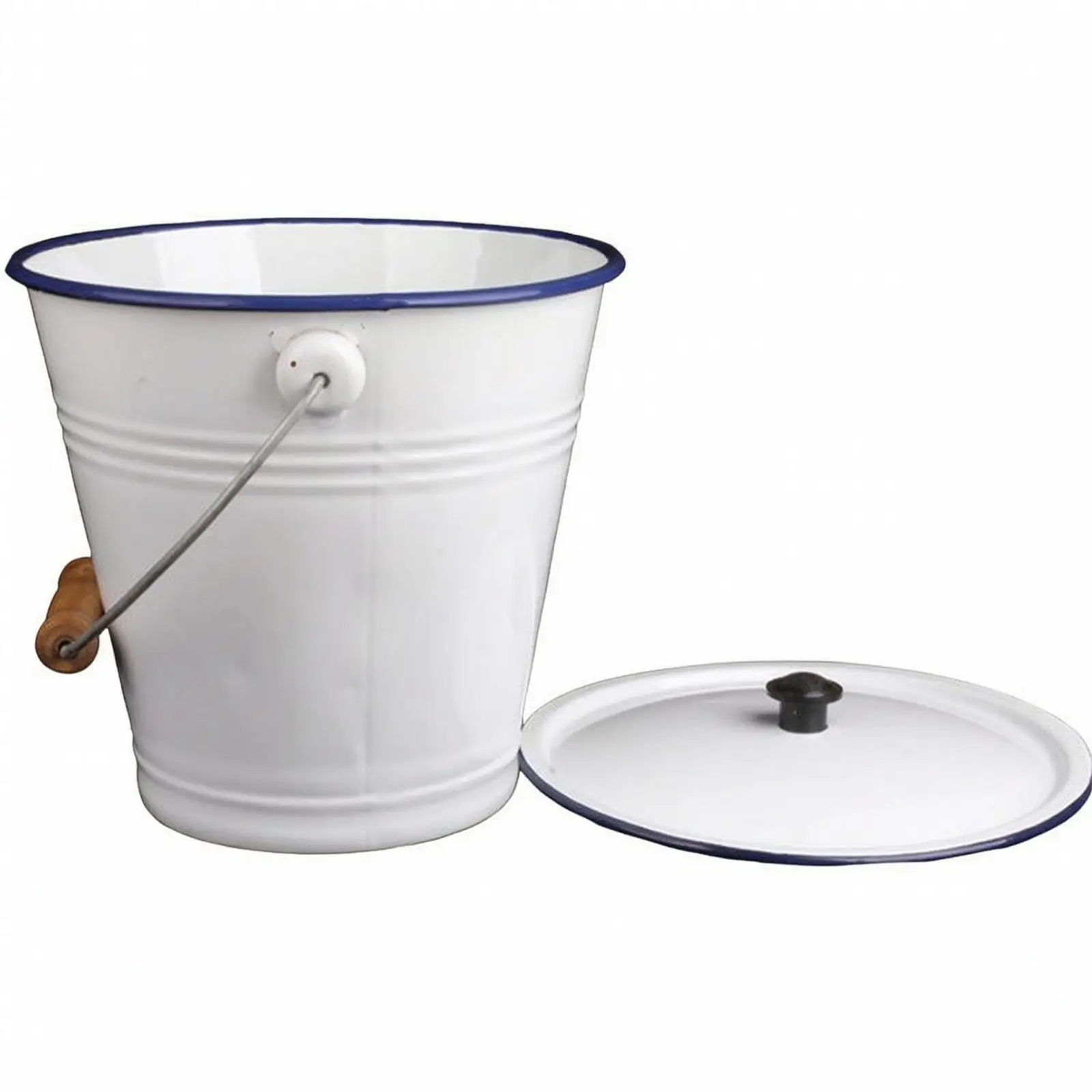 Enamel Storage Bucket with Lid for Dry Goods and Liquid Containment in Home Spaces