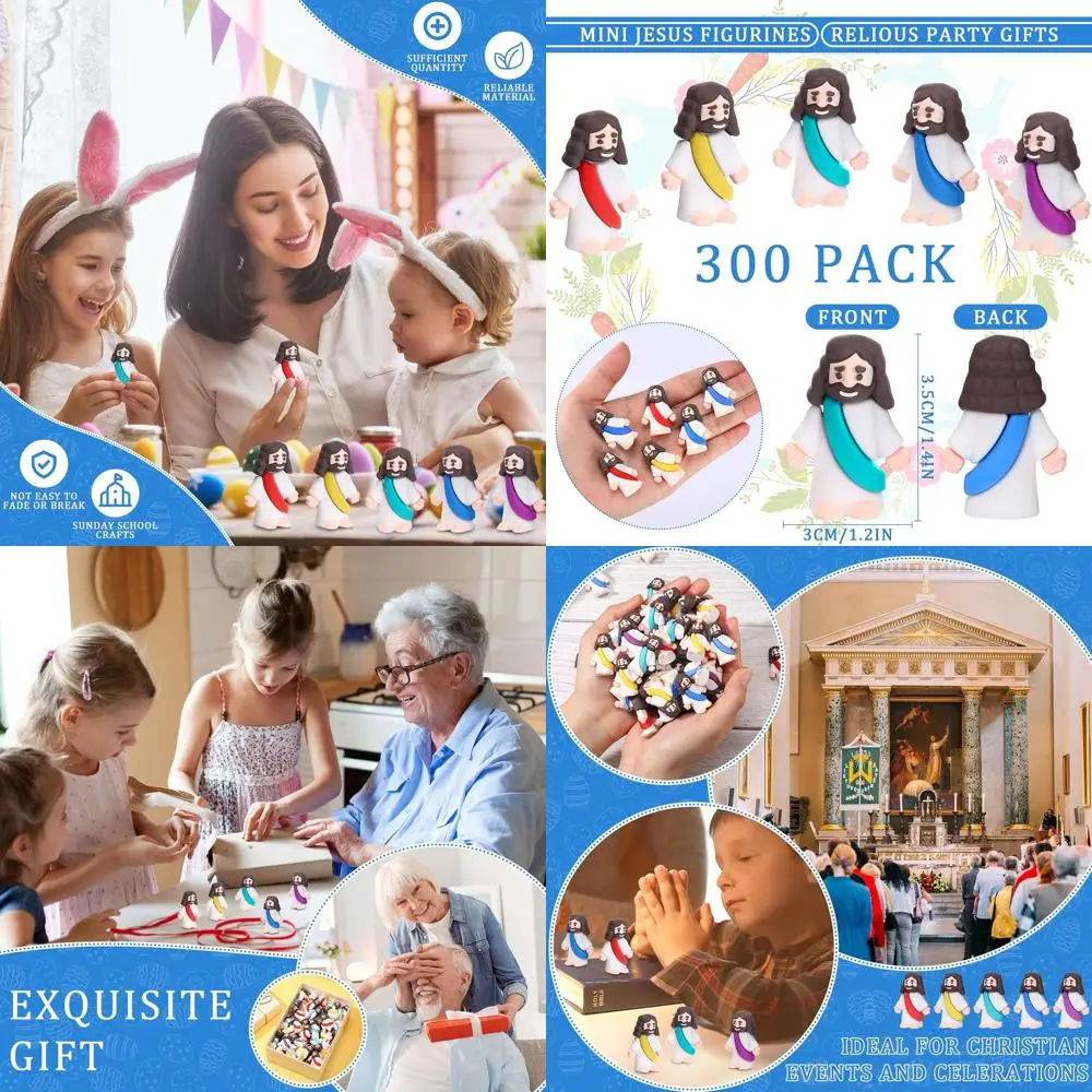 تماثيل يسوع الصغيرة - 300 عبوة من الألوان المتنوعة، مثالية لعيد الفصح والكنيسة والمناسبات الدينية #1